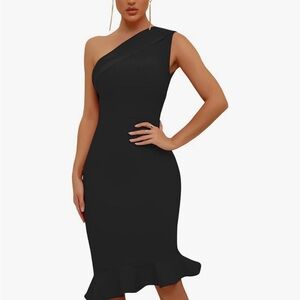 Elegant Black One-Shoulder Dress